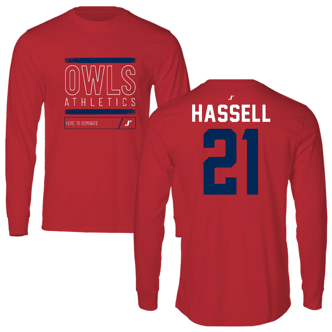 Florida Atlantic University Soccer Red Dominate Performance Long Sleeve - #21 Zach Hassell
