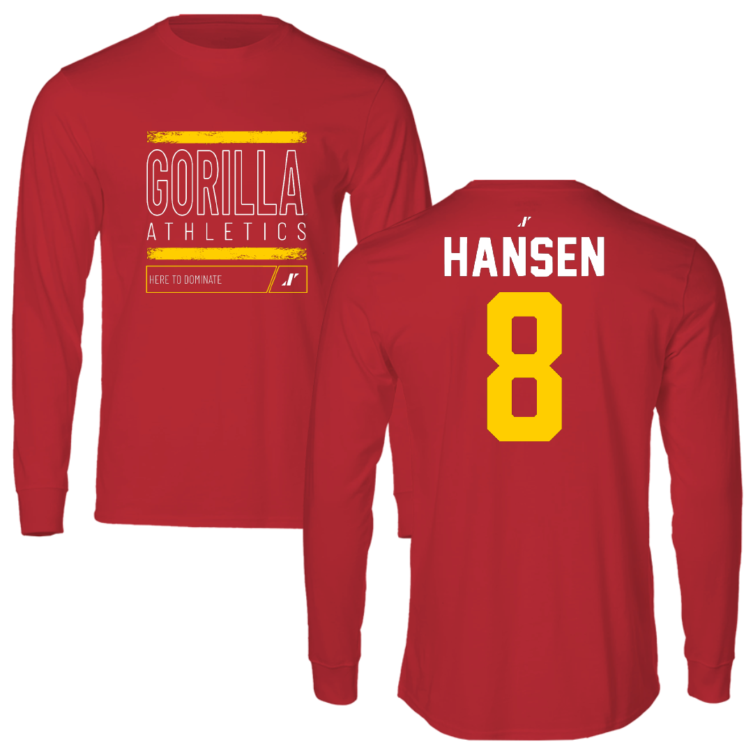 Pittsburg State University Football Red Dominate Performance Long Sleeve - #8 Ethan Hansen