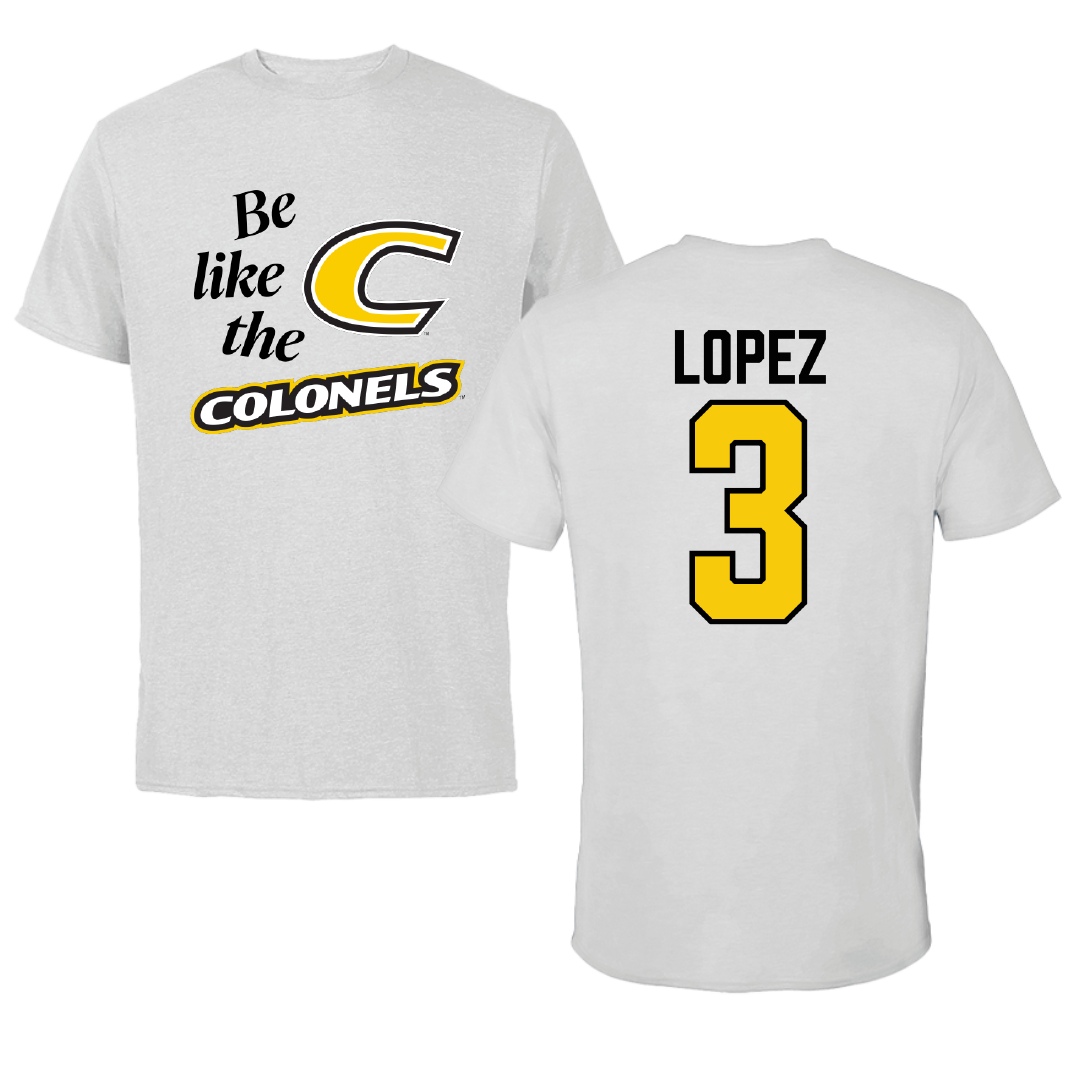 Centre College Baseball Light Gray Be Like Us Performance Tee - #3 Aaron Lopez