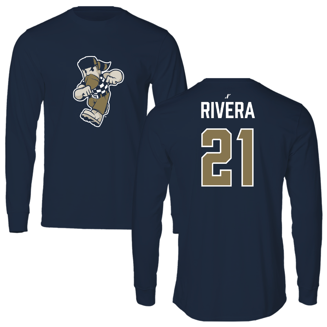 Mount St. Mary's University Soccer (M) Navy Long Sleeve - #21 Kevin Rivera