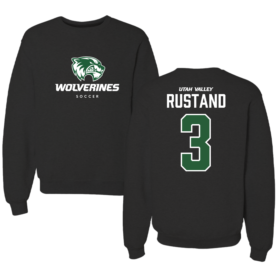 Utah Valley University Soccer Black Mascot Crewneck - #3 Quinn Rustand