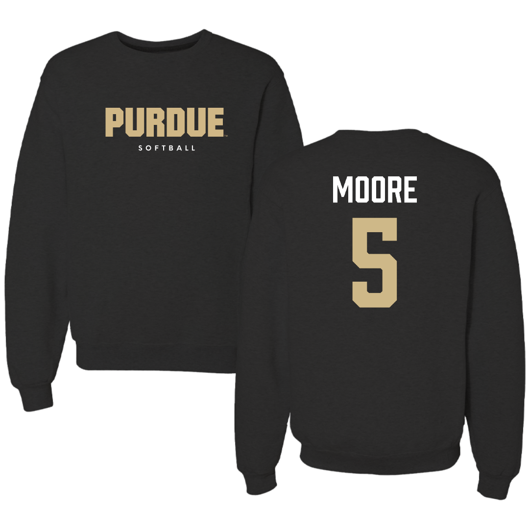 Purdue University Softball Black Crewneck - #5 Anna Moore