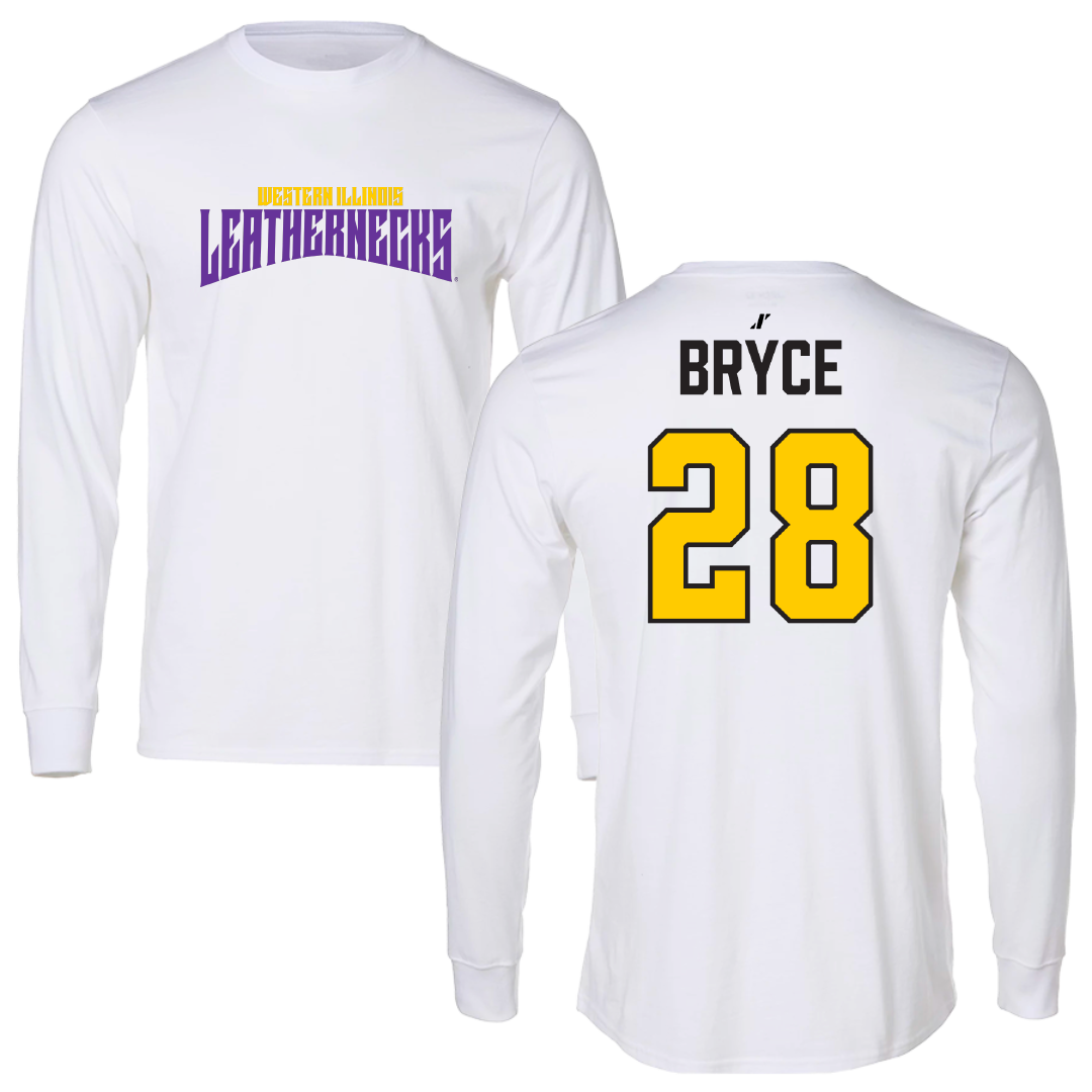 Western Illinois University Football White Classic Performance Long Sleeve - #28 Ethan Bryce