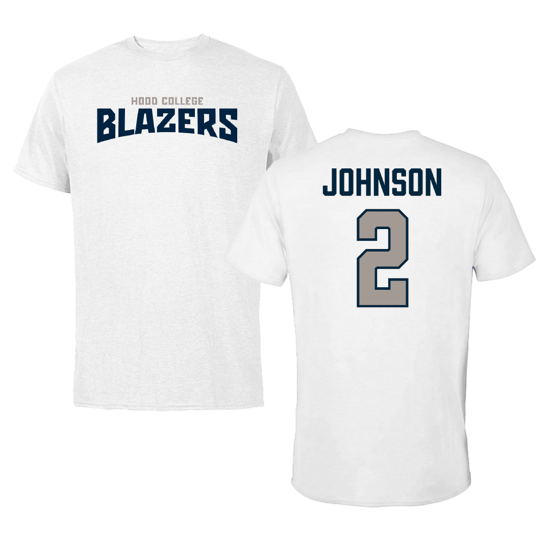 Hood College Basketball (W) White Classic Performance Tee - #2 Kourtney Johnson