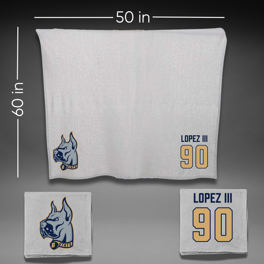 Bluefield State University Football Gray Blanket - #90 Omar Lopez III