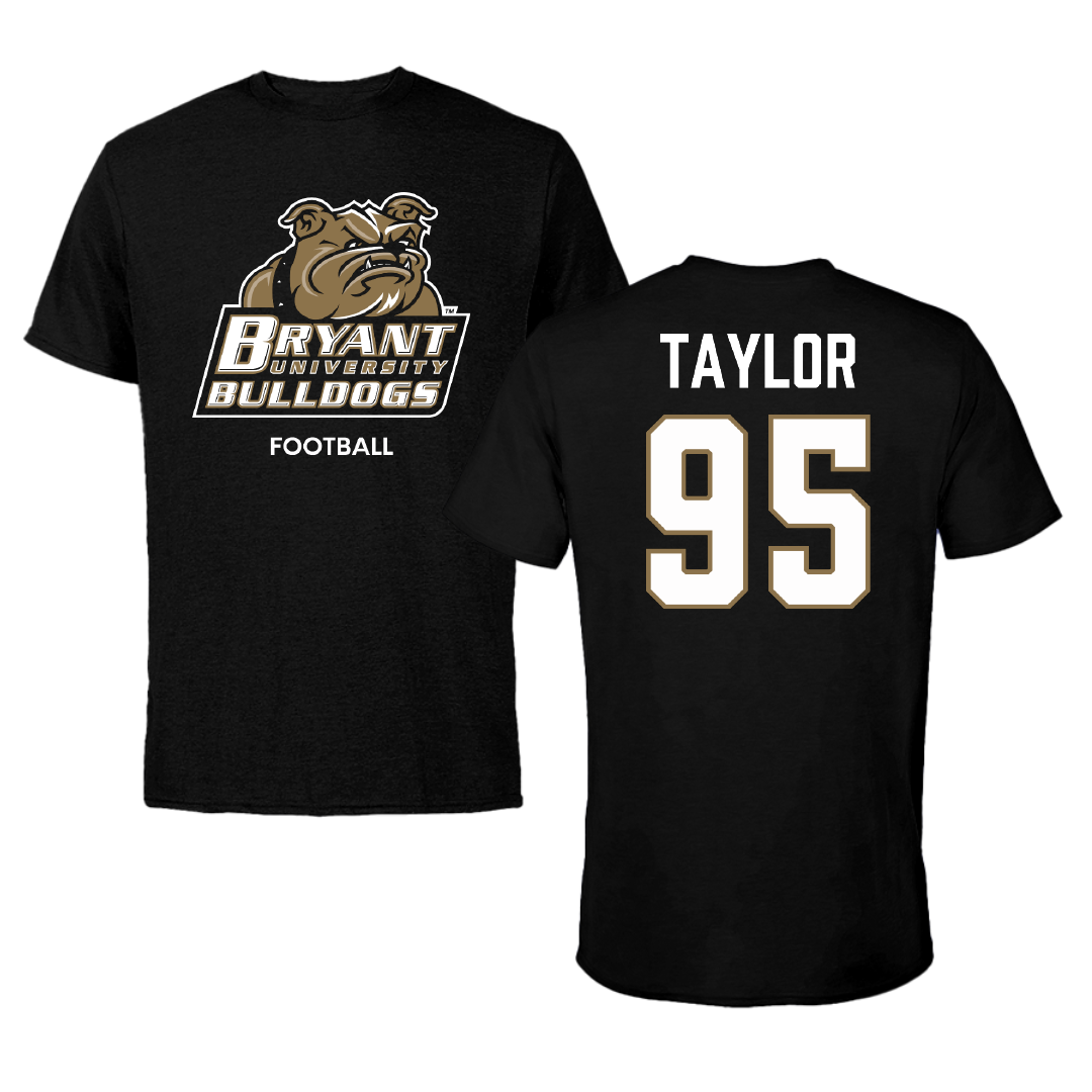 Bryant University Football Black Tee - #95 Zachary Taylor
