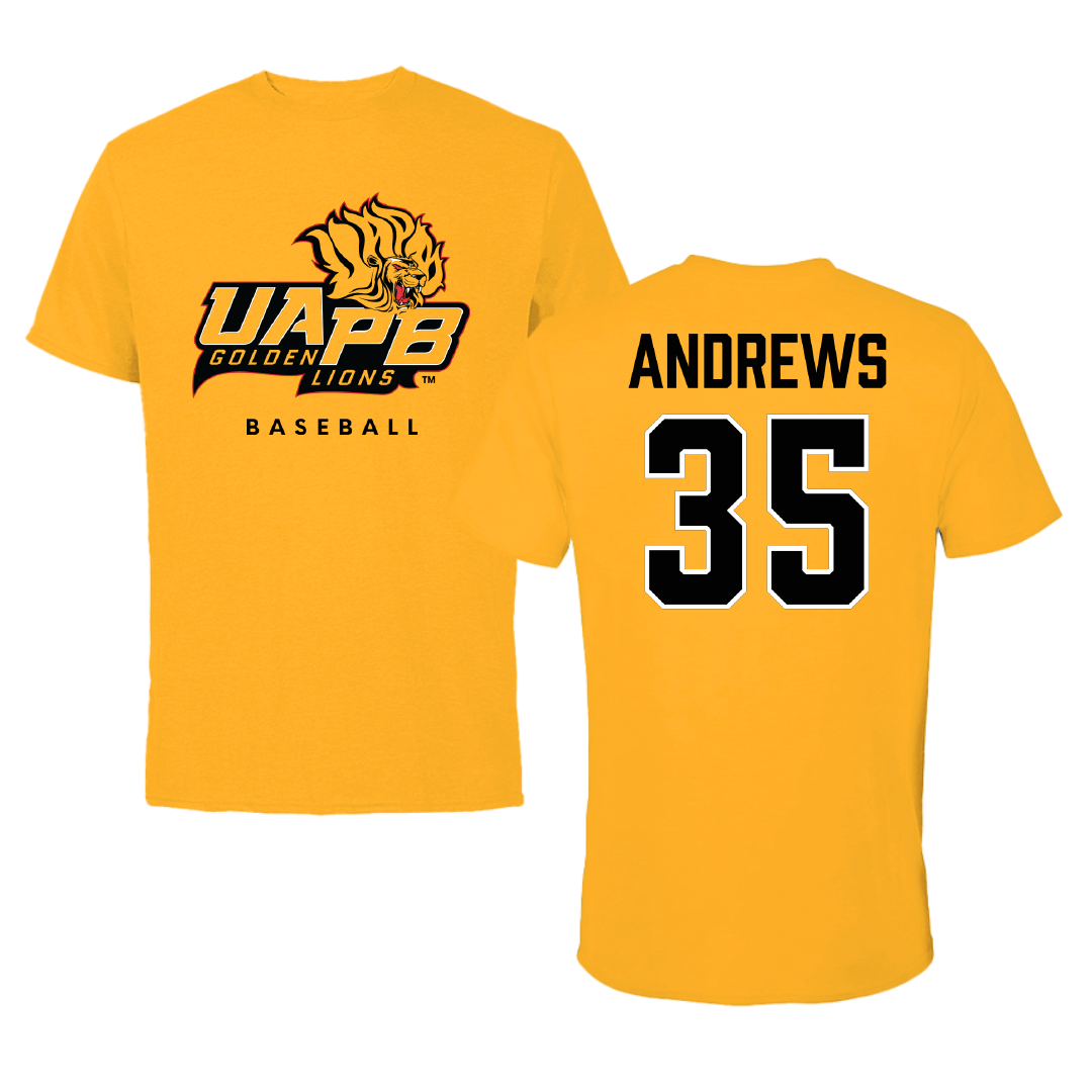 University of Arkansas-Pine Bluff Baseball Gold Performance Tee - #35 Easton Andrews