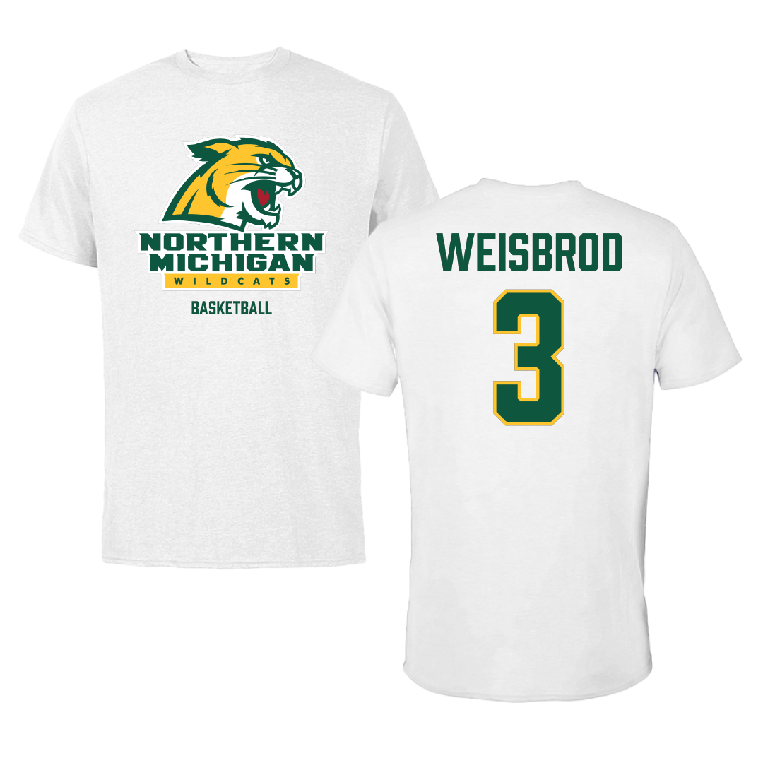 Northern Michigan University Basketball (M) White Tee - #3 Max Weisbrod
