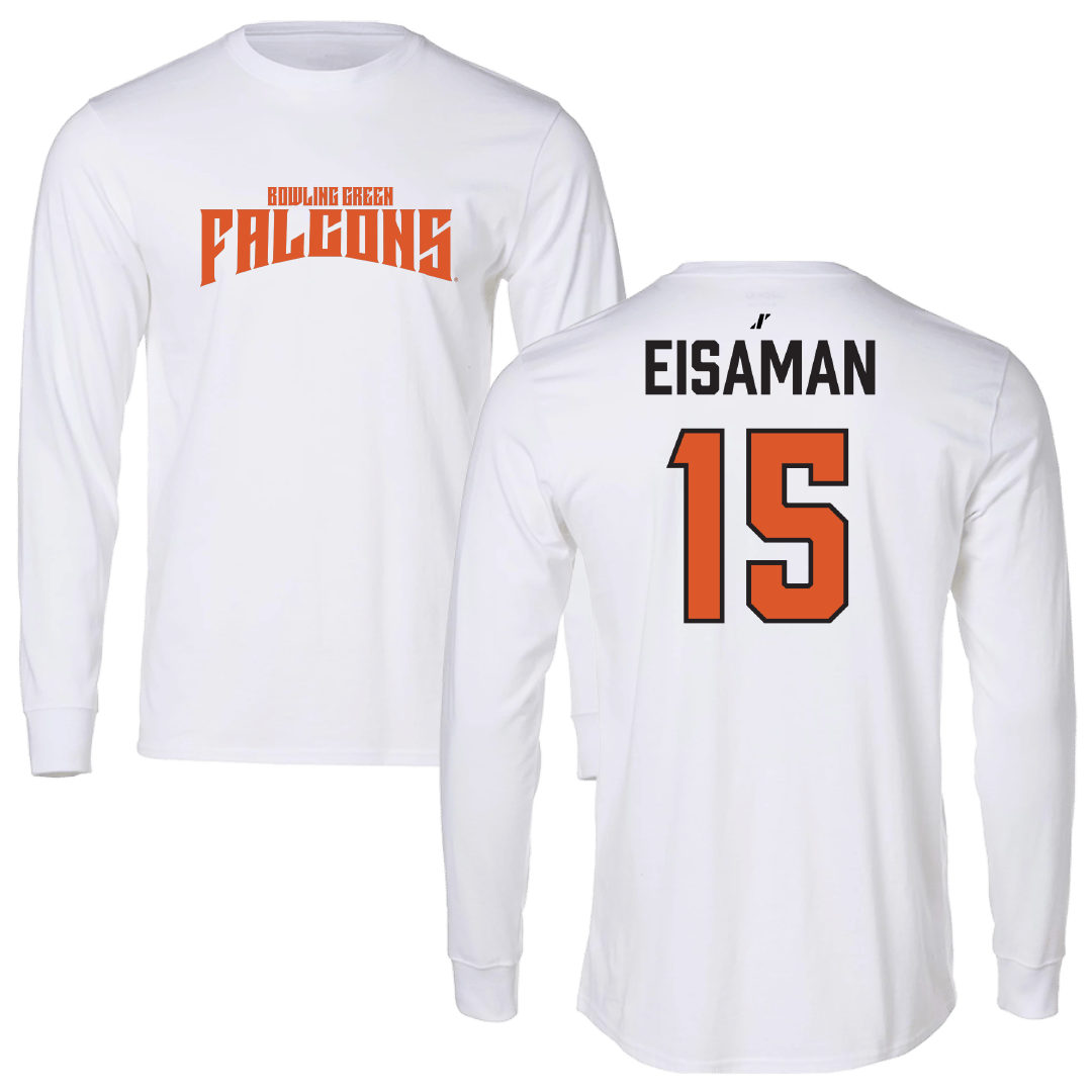 Bowling Green State University Basketball (M) White Classic Performance Long Sleeve - #15 Ryan Eisaman