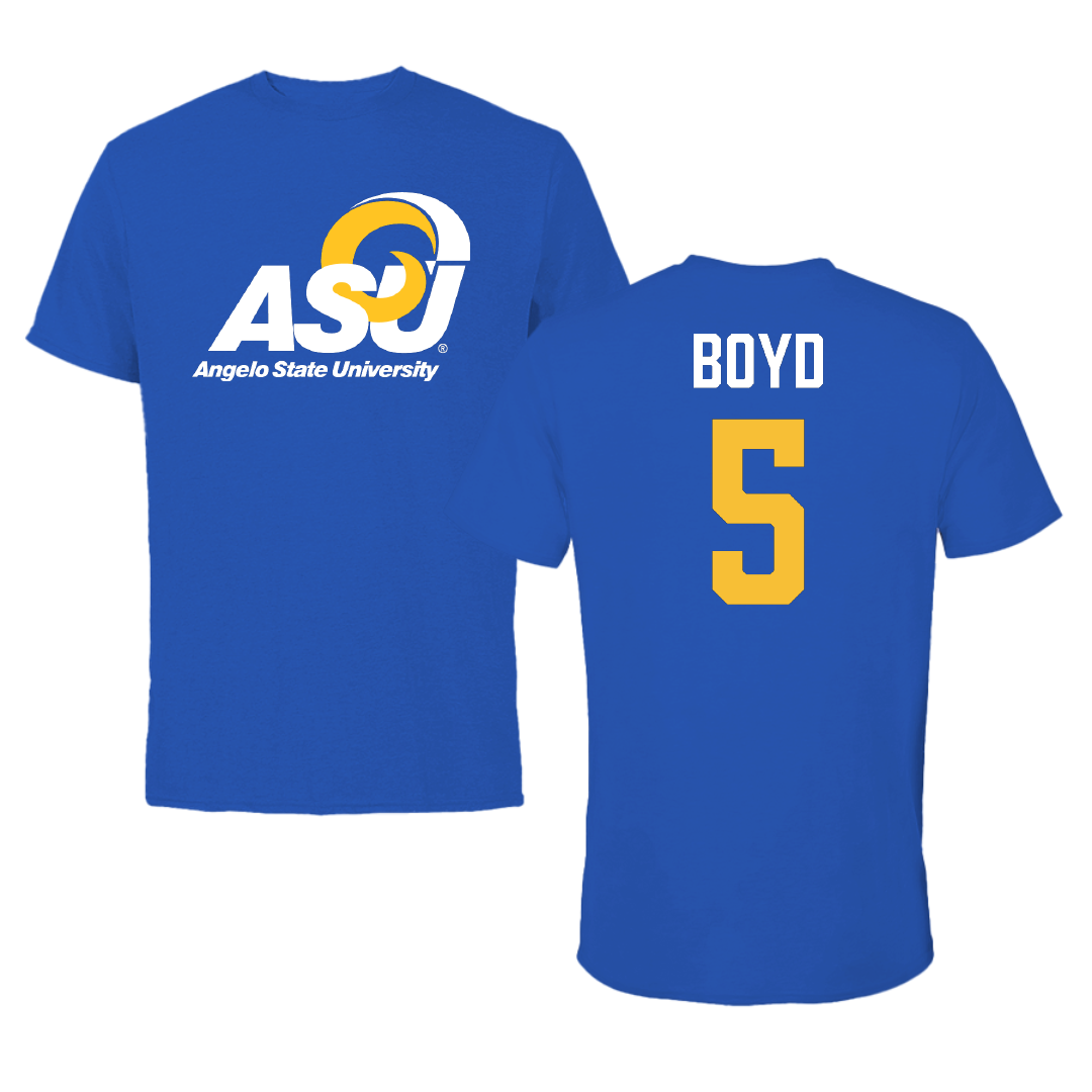 Angelo State University Football Blue Performance Tee - #5 Timothy Boyd