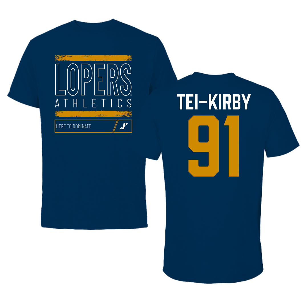 University of Nebraska at Kearney Football Navy Dominate Performance Tee - #91 Wayne Tei-Kirby