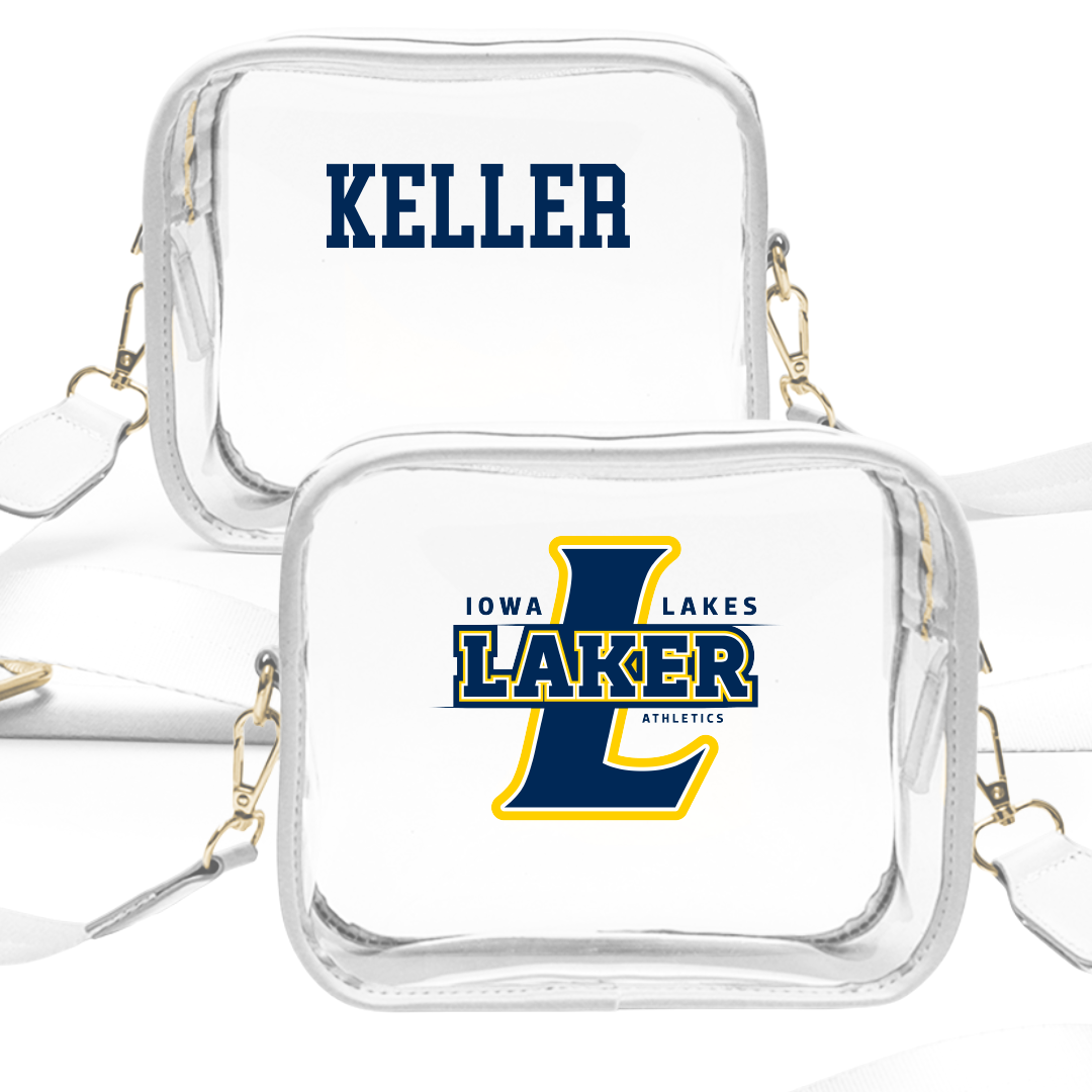 Iowa Lakes Community College Baseball White Clear Stadium Bag - Gavin Keller