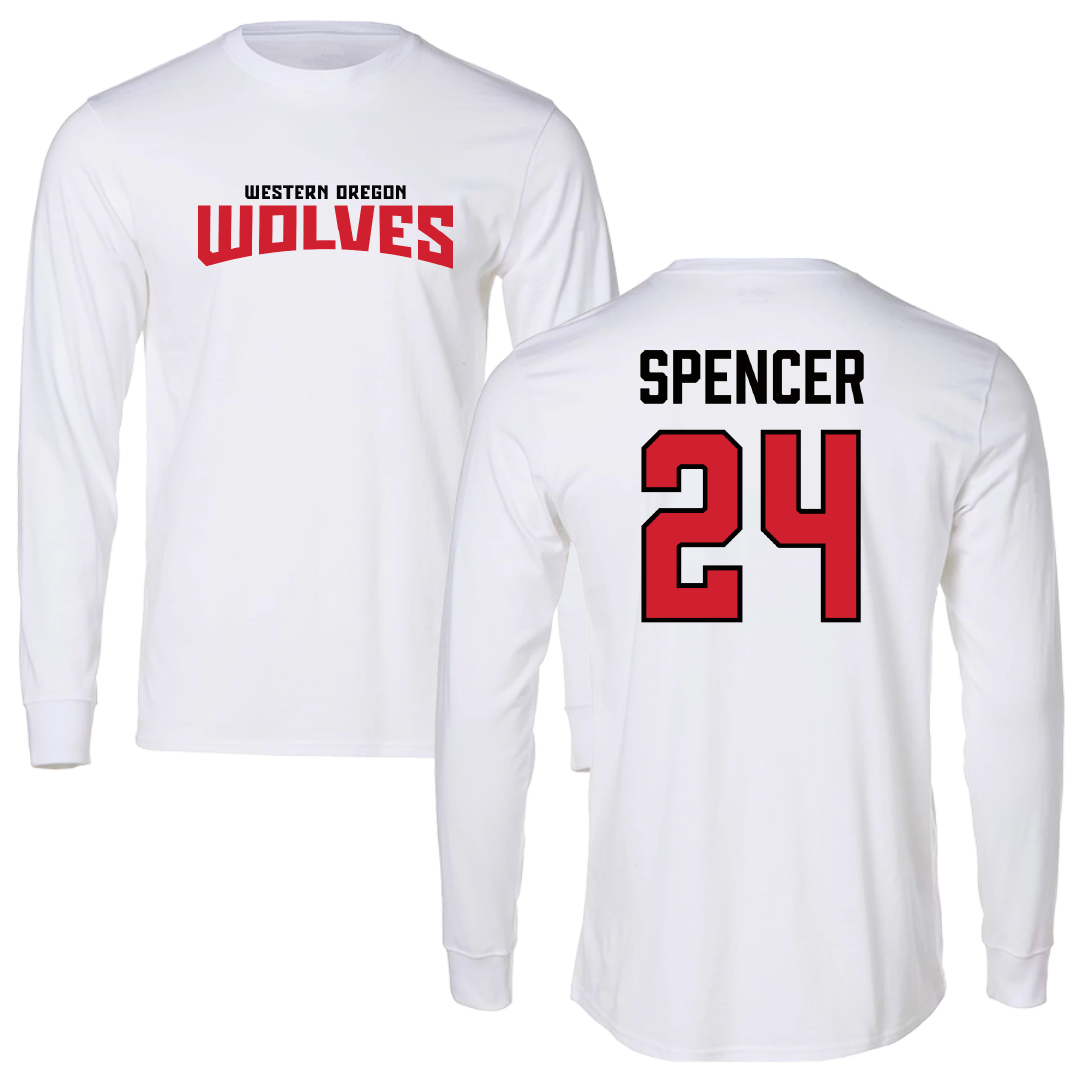 Western Oregon University Basketball (M) White Classic Performance Long Sleeve - #24 Liam Spencer