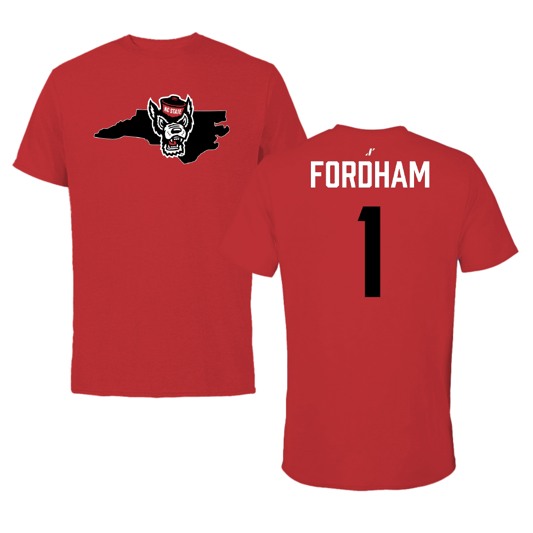 North Carolina State University Football Red State Performance Tee - #1 Caden Fordham