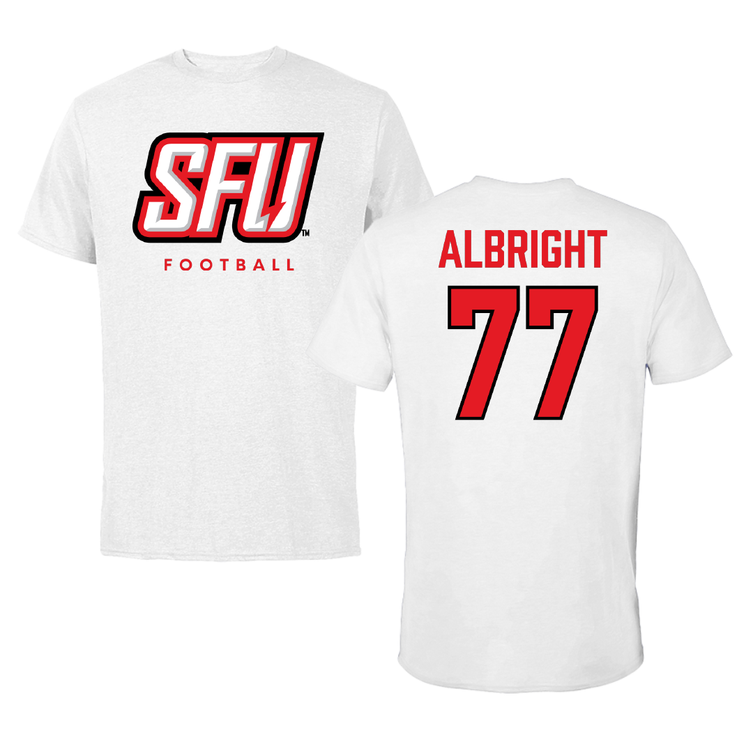 Saint Francis University (Pennsylvania) Football White SFU Performance Tee - #77 Hunter Albright