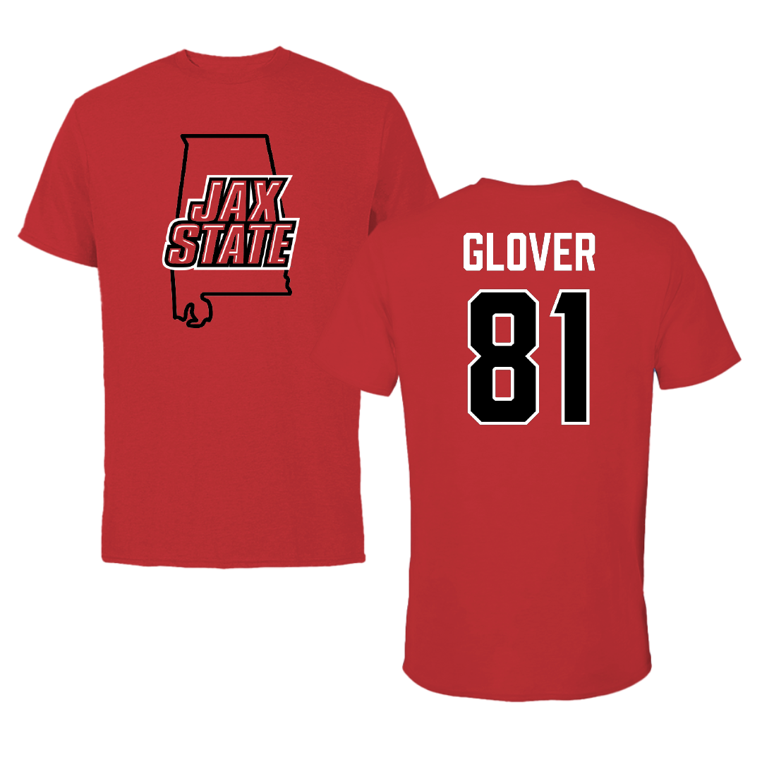 Jacksonville State University Football Red State Tee - #81 Gabe Glover