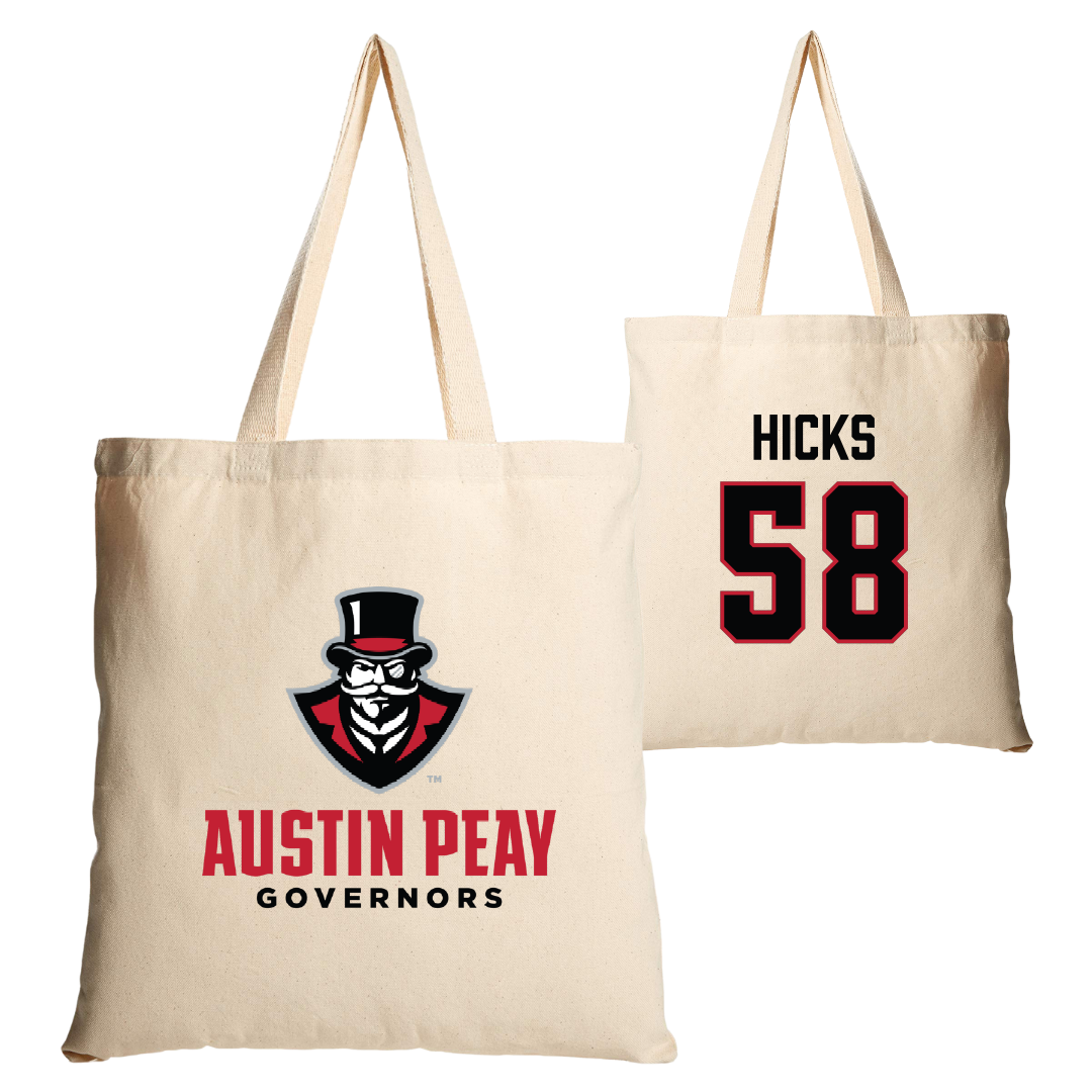 Austin Peay State University Football Tan Canvas Tote Bag - #58 Benjamin Hicks