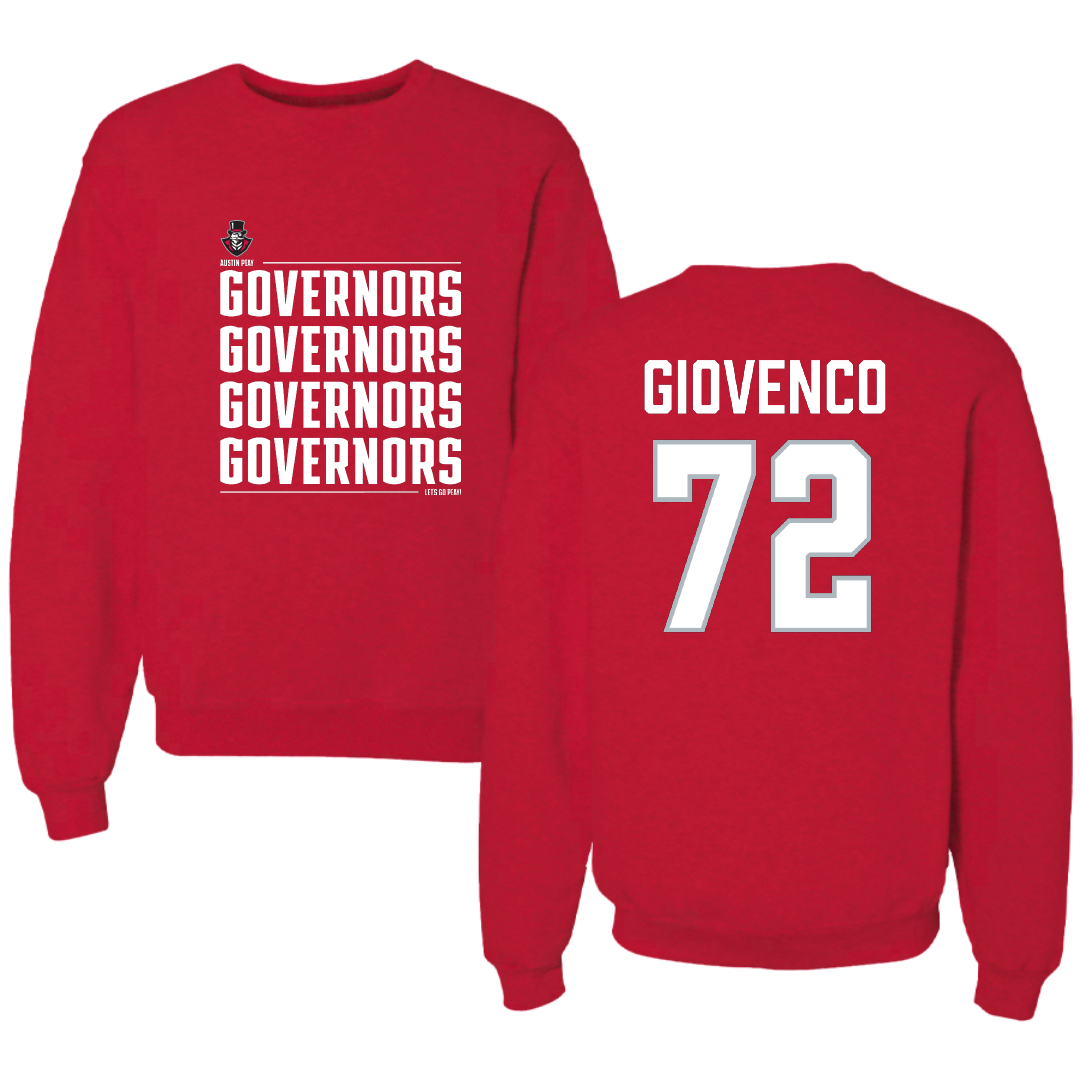 Austin Peay State University Football Red General Crewneck - #72 Jaiden Giovenco