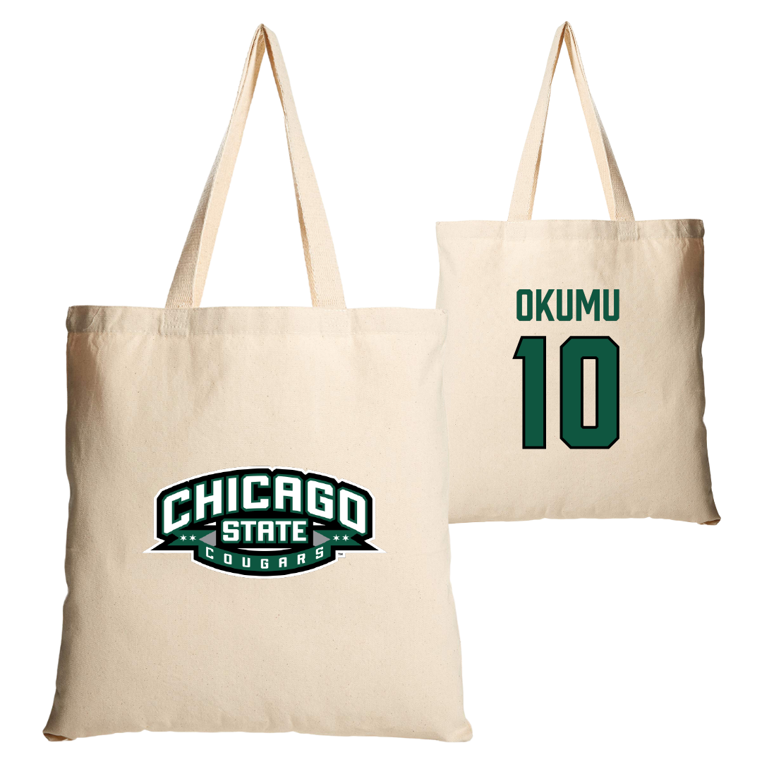 Chicago State University Soccer (M) Tan Canvas Tote Bag - #10 Bill Okumu