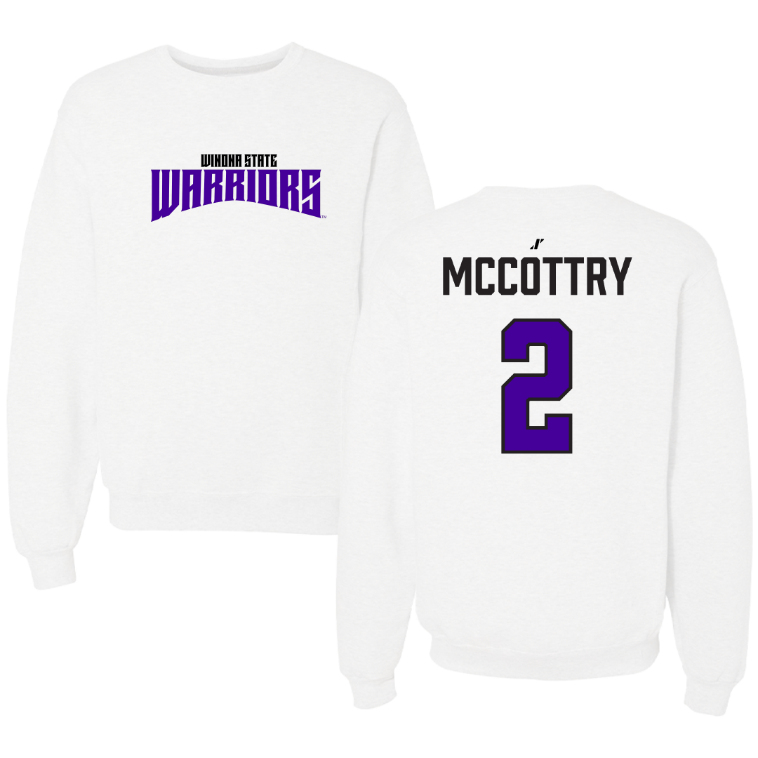 Winona State University Basketball White Classic Crewneck - #2 Joevonn McCottry