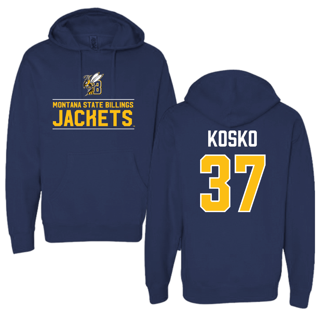 Montana State University Billings Baseball Navy General Hoodie - #37 Joseph Kosko