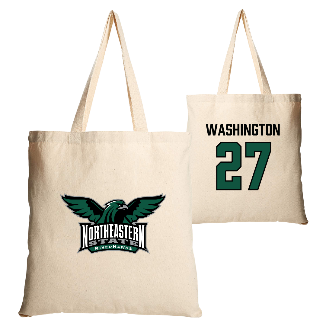 Northeastern State University Football Tan Canvas Tote Bag - #27 Ethan Washington