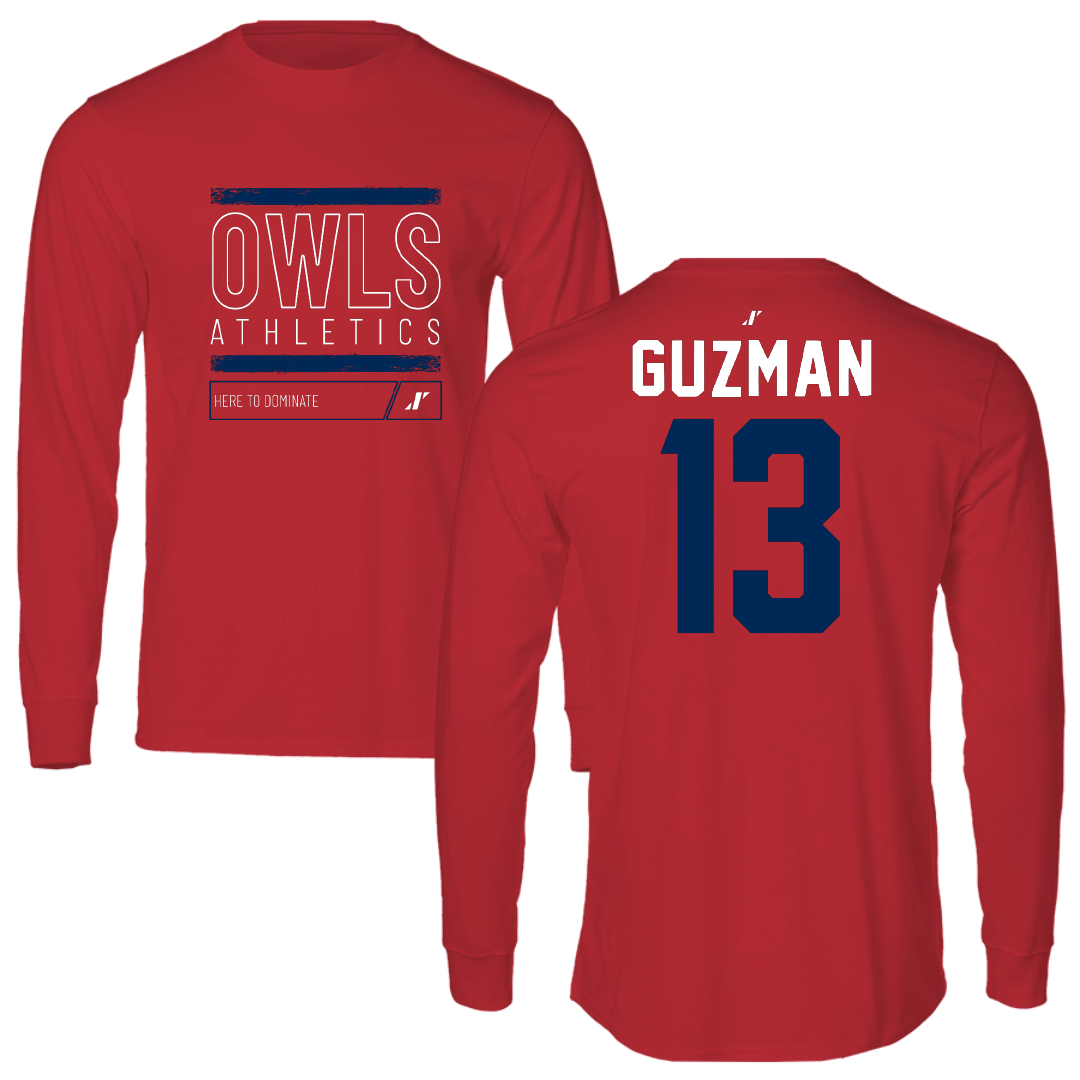 Florida Atlantic University Softball Red Dominate Performance Long Sleeve - #13 Yani Guzman