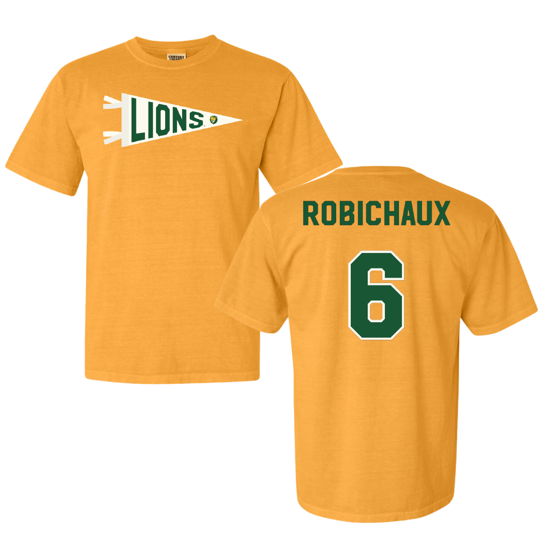 Southeastern Louisiana University Baseball Gold Pennant Comfort Colors Tee - #6 Ben Robichaux