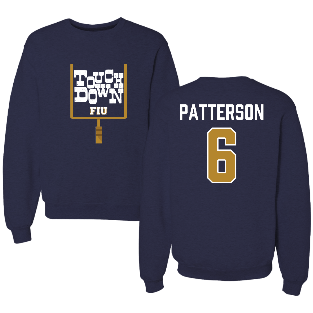 Florida International University Football Navy Touchdown Crewneck - #6 Antonio Patterson