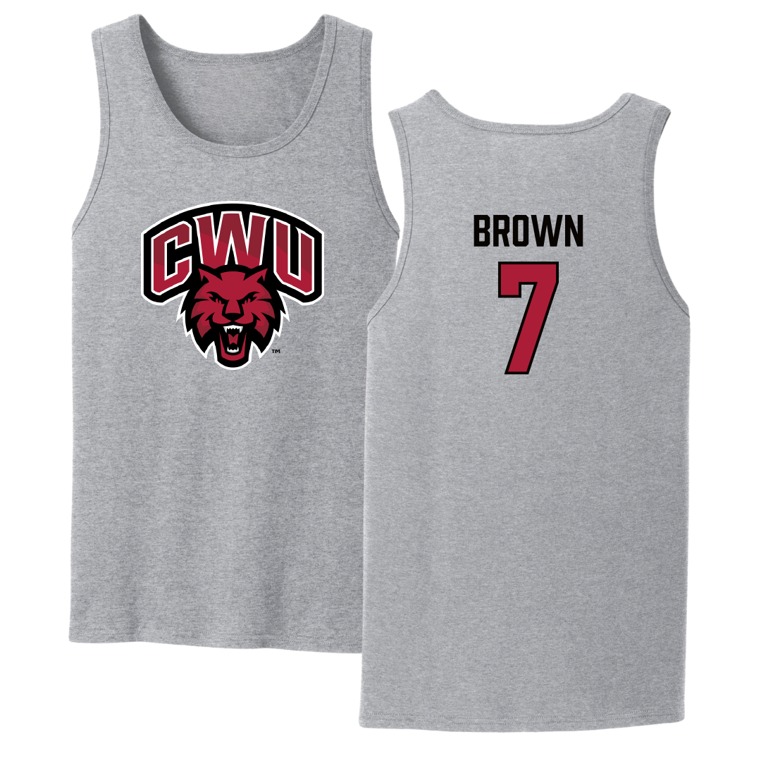 Central Washington University Softball Sport Gray Tank Top - #7 Melise Brown