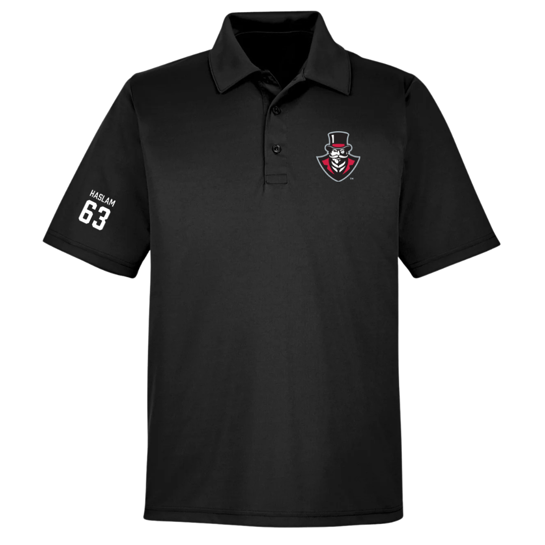 Austin Peay State University Football Black Polo - #63 Donovan Haslam