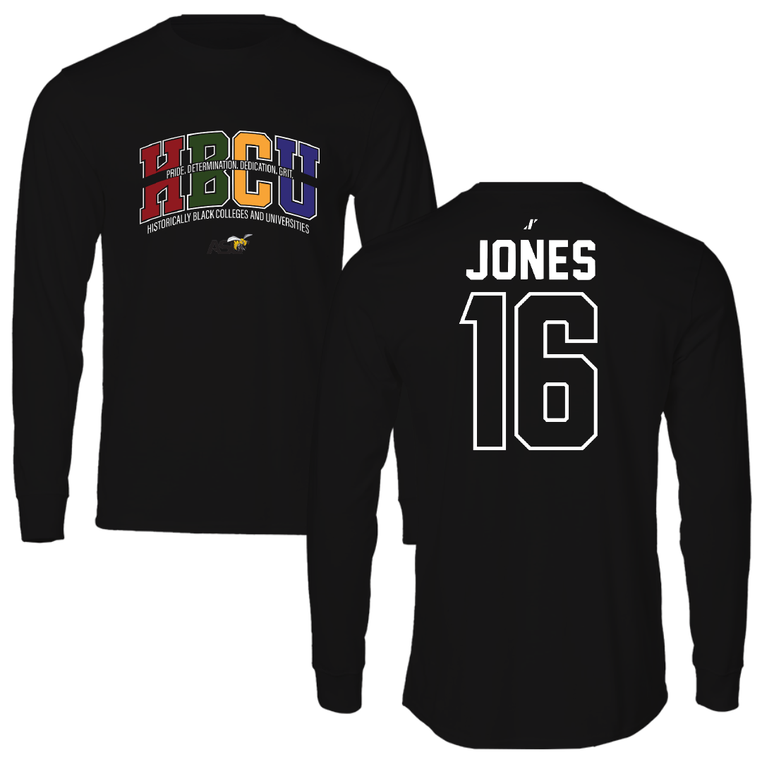 Alabama State University Volleyball Black HBCU Performance Long Sleeve - #16 Essence Jones
