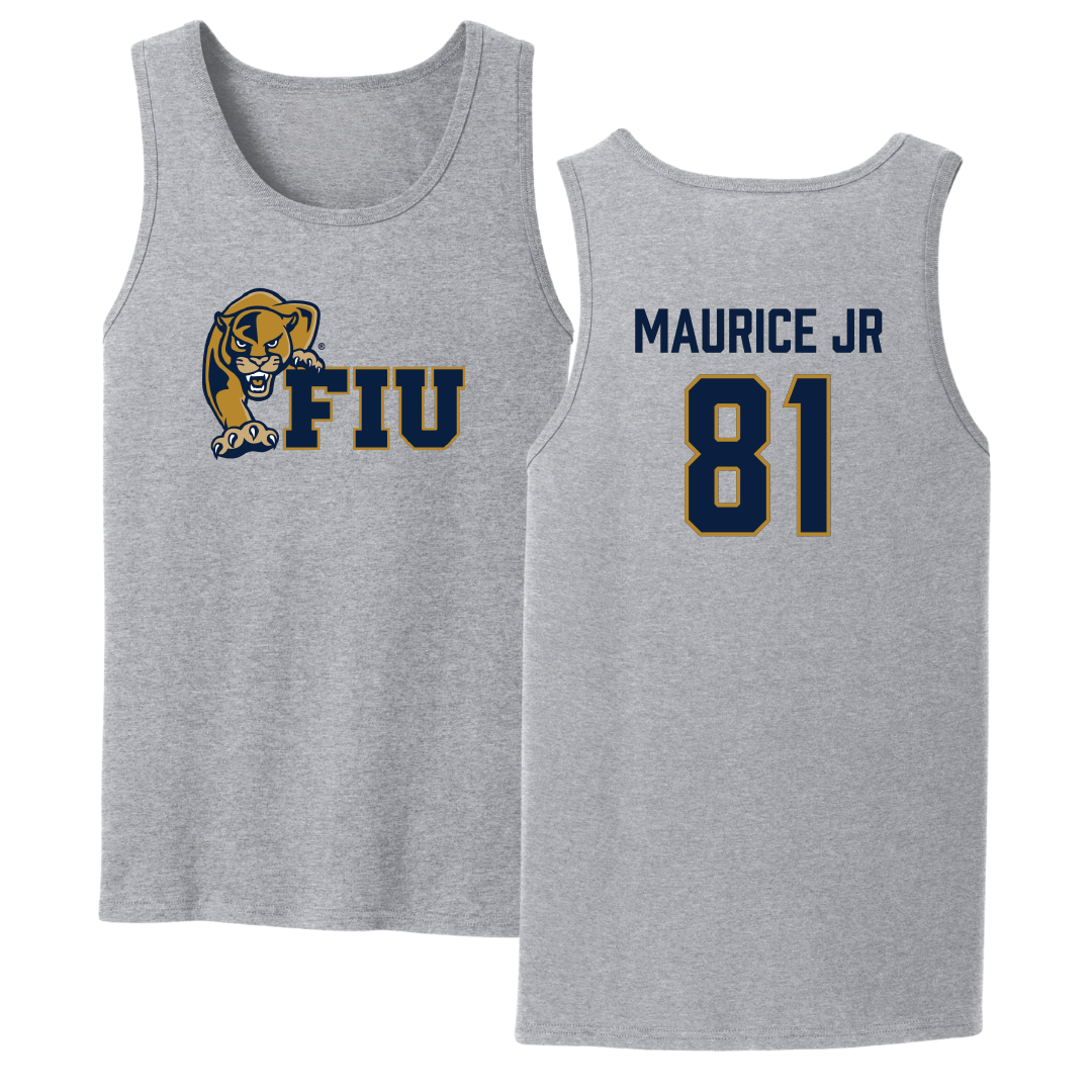 Florida International University Football Sport Gray Tank Top - #81 Luby Maurice Jr