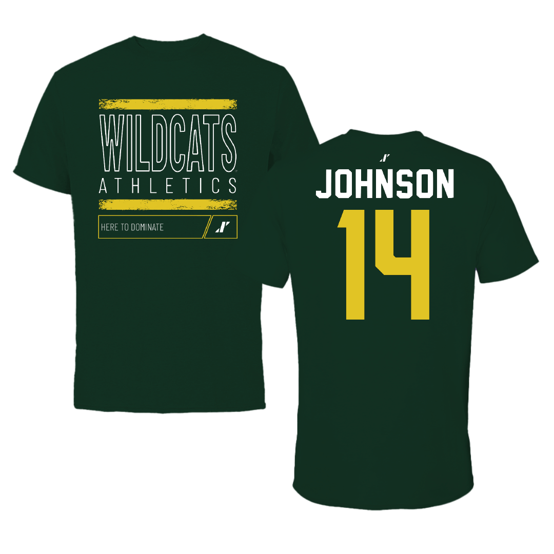 Northern Michigan University Soccer Forest Green Dominate Performance Tee - #14 Noah Johnson
