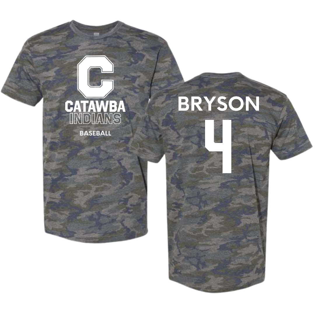 Catawba College Baseball Vintage Camo Tee - #4 Cooper Bryson