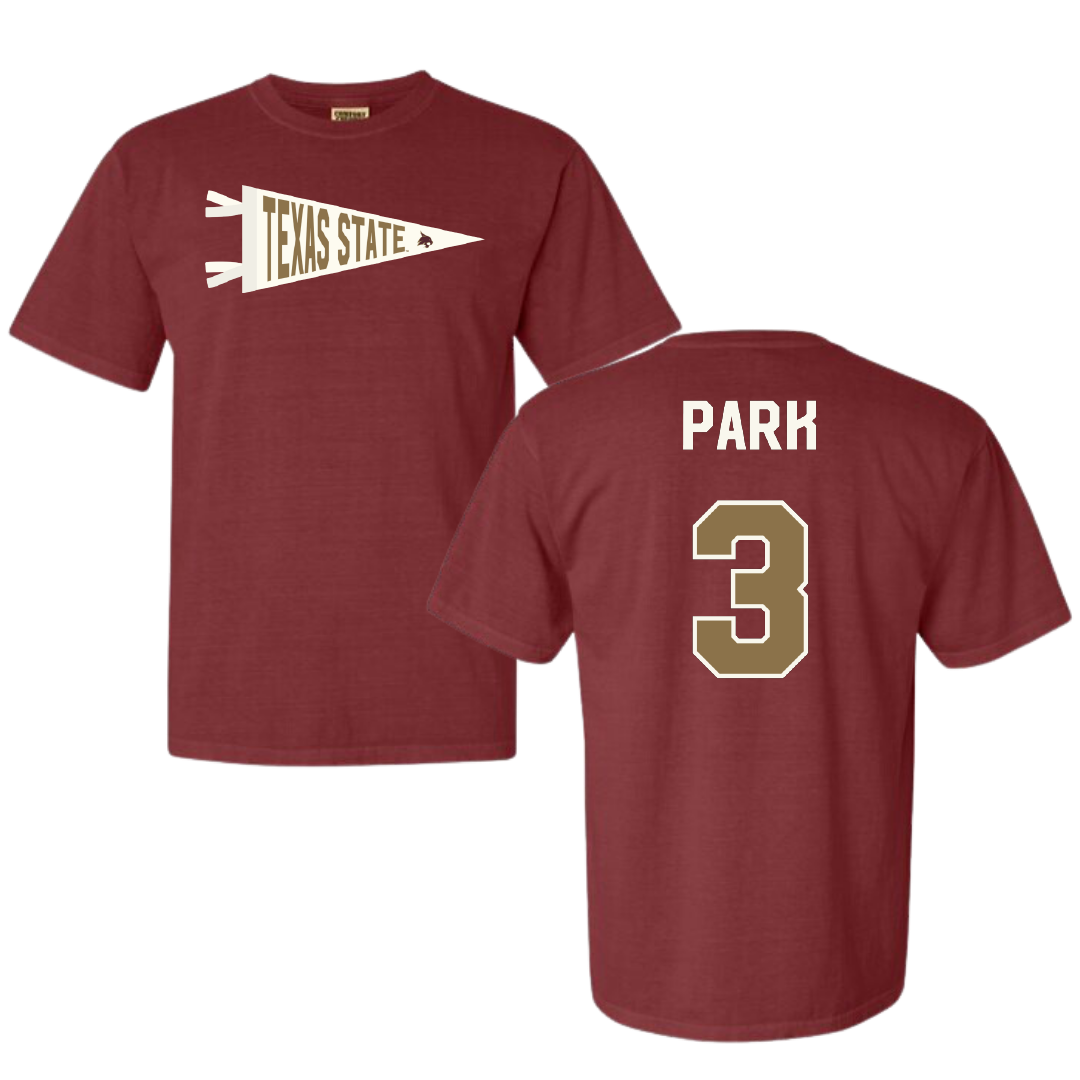 Texas State University Baseball Maroon Pennant Comfort Colors Tee - #3 Dawson Park
