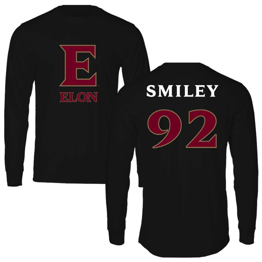 Elon University Football Black Performance Long Sleeve - #92 Brandon Smiley