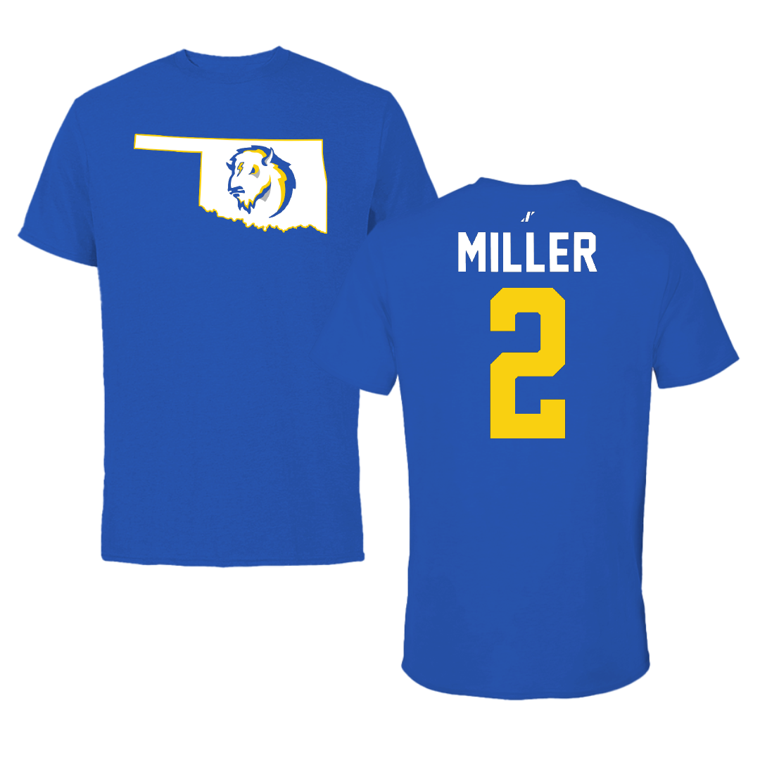 Southeastern Oklahoma State University Volleyball Blue State Performance Tee - #2 Calista Miller