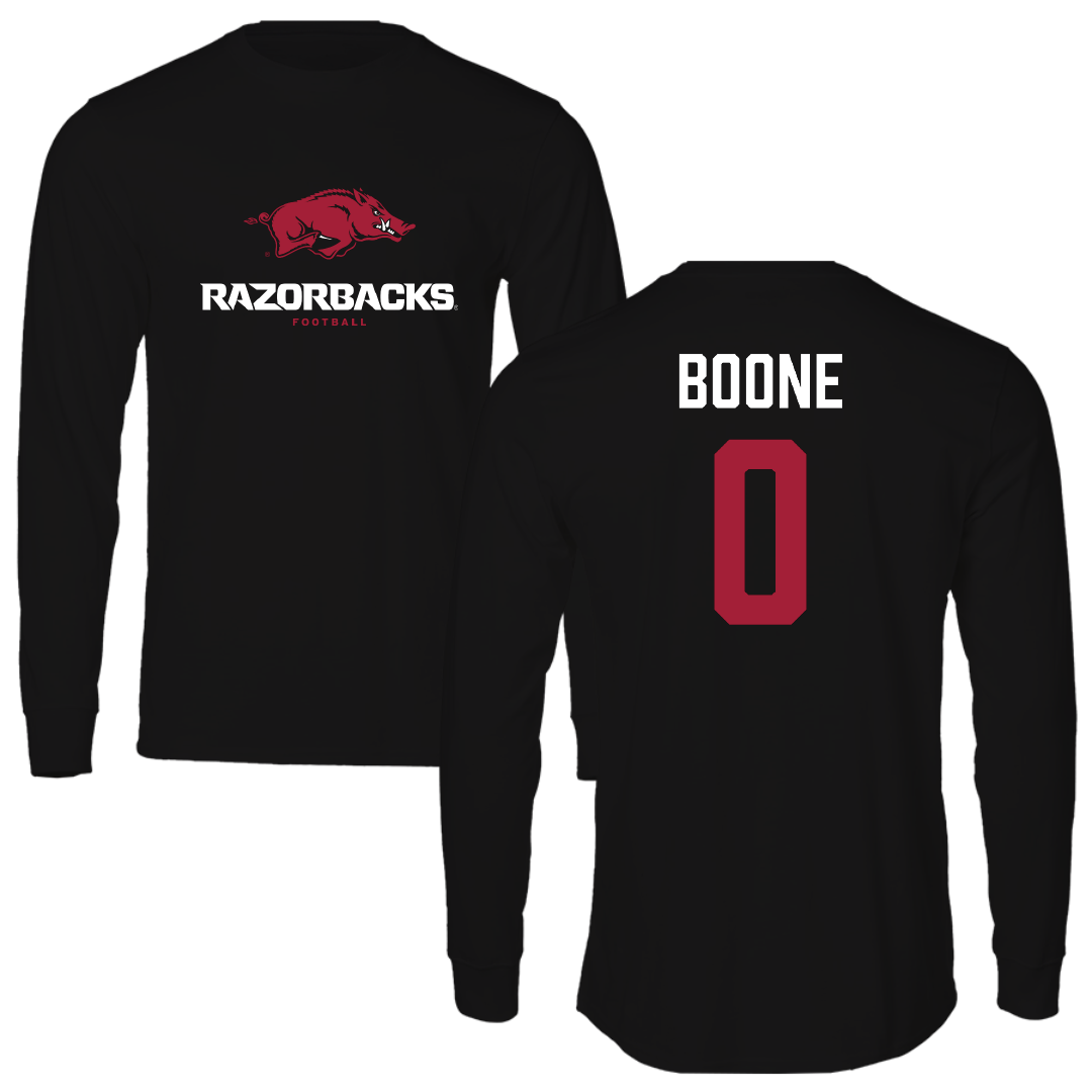 University of Arkansas Football Black Long Sleeve - #0 Justus Boone