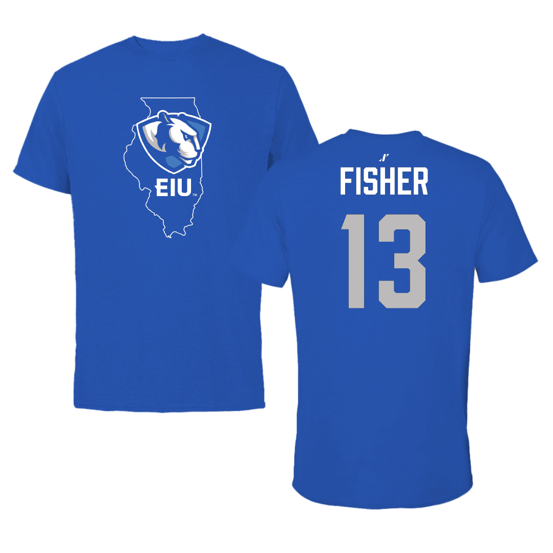 Eastern Illinois University Basketball Blue State Tee - #13 Nazareth Fisher