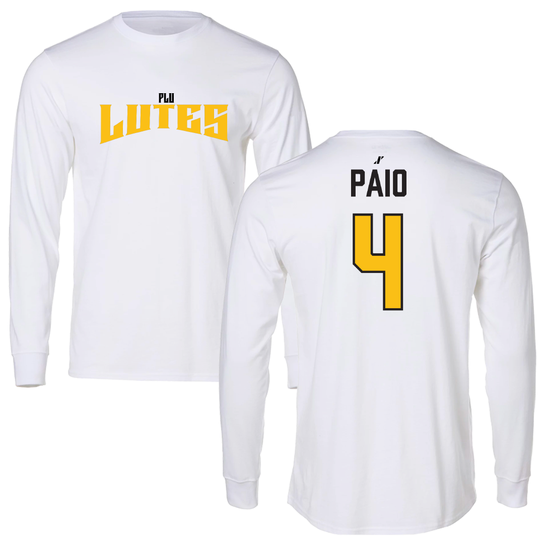 Pacific Lutheran University Volleyball White Classic Long Sleeve - #4 Jetaime Paio