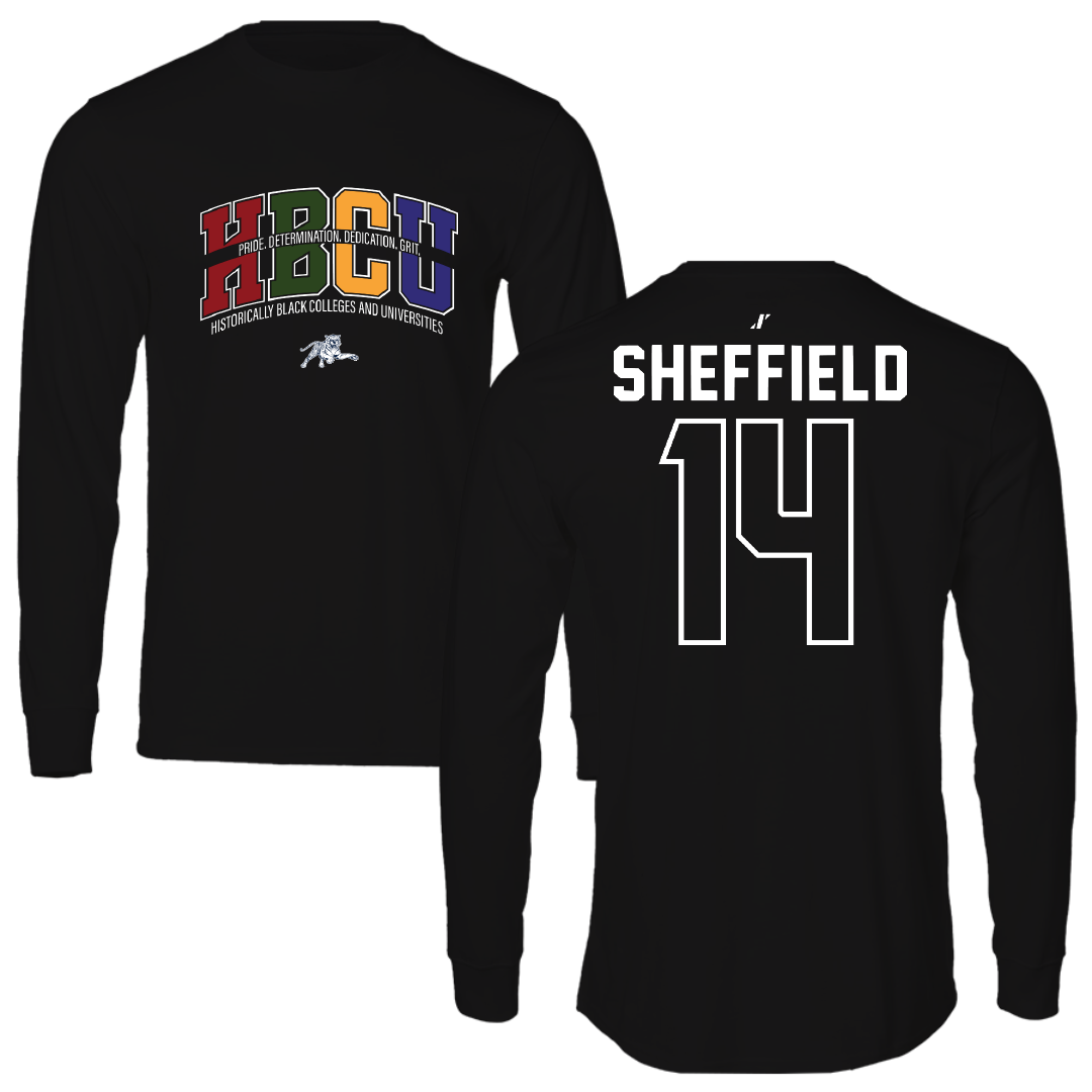 Jackson State University Soccer Black HBCU Long Sleeve - #14 Elon Sheffield