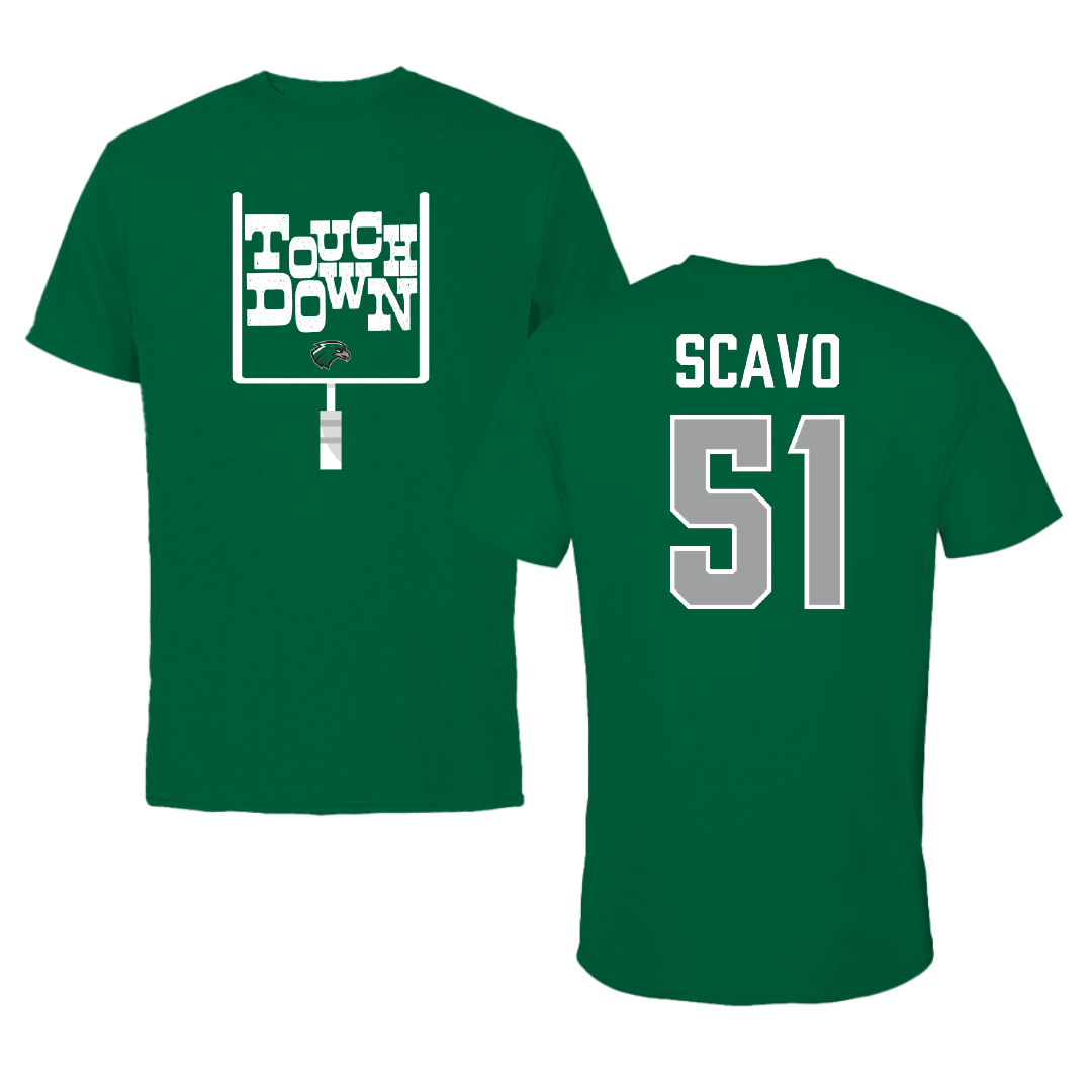 Northeastern State University Football Green Touchdown Performance Tee - #51 Anthony Scavo