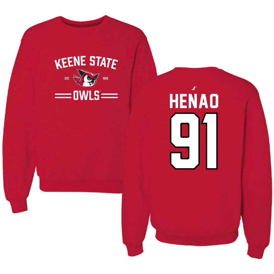Keene State College Soccer Red General Crewneck - #91 Nicholas Henao
