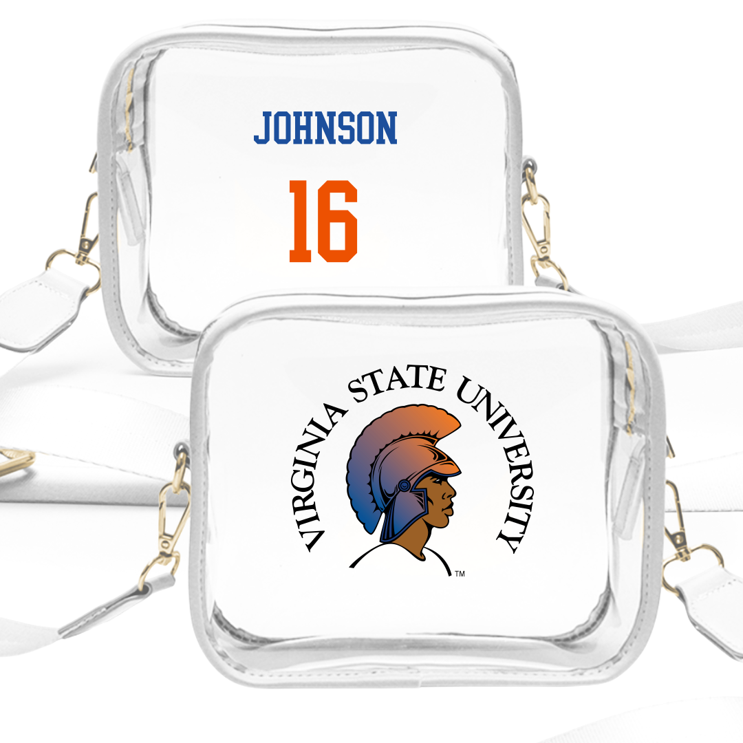 Virginia State University Baseball White Clear Stadium Bag - #16 Victor Johnson