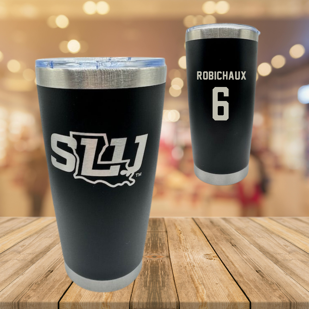Southeastern Louisiana University Baseball Black Stainless Steel Tumbler - #6 Ben Robichaux