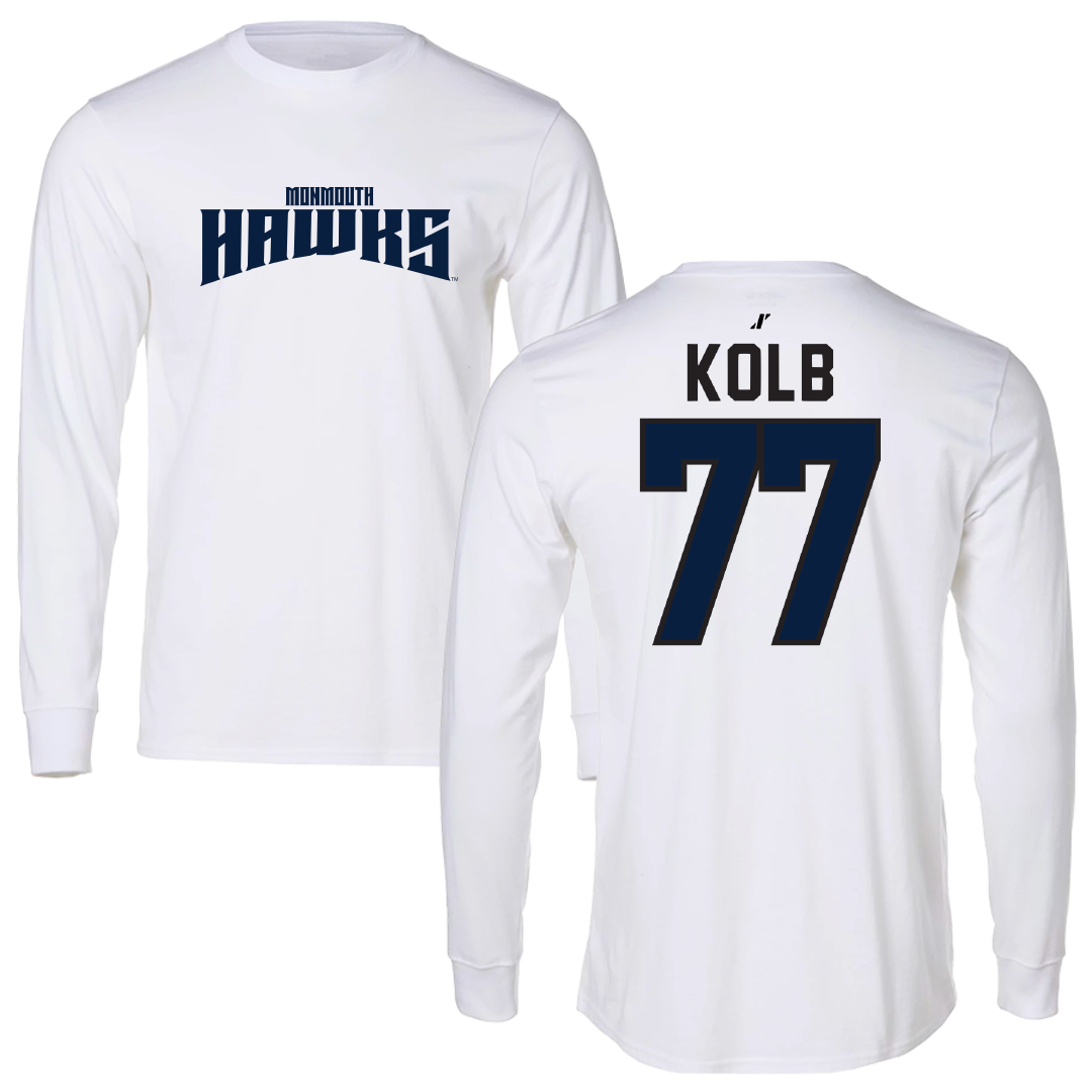 Monmouth University Lacrosse White Classic Performance Long Sleeve - #77 Dougie Kolb