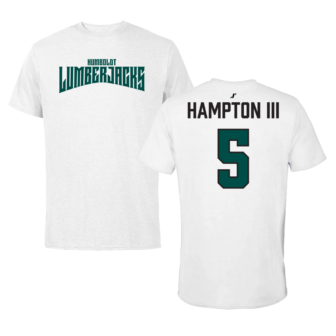 Cal Poly Humboldt Basketball (M) White Classic Tee - #5 Wayne Hampton III