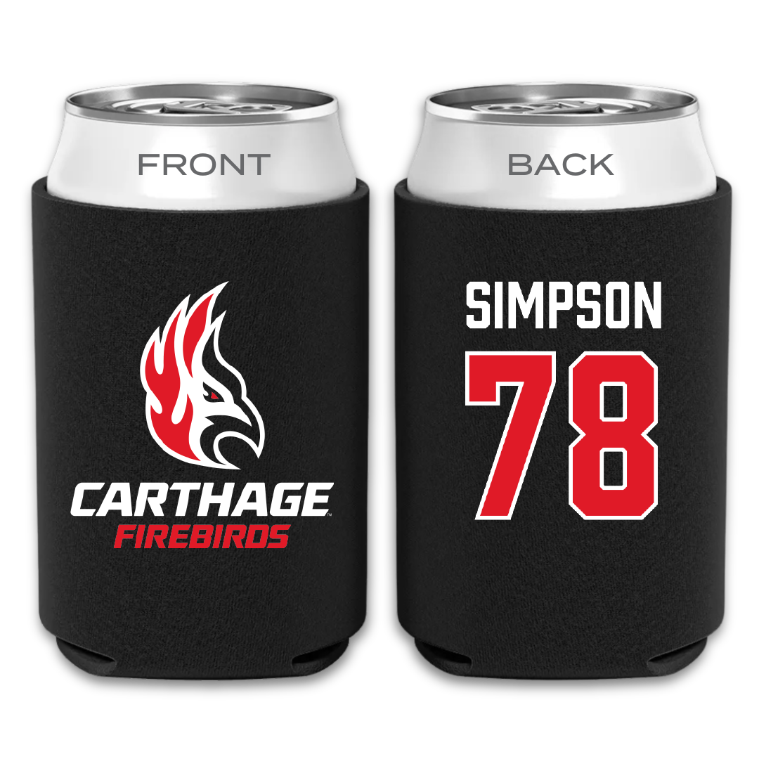 Carthage College Football Black Can Cooler - #78 Jake Simpson