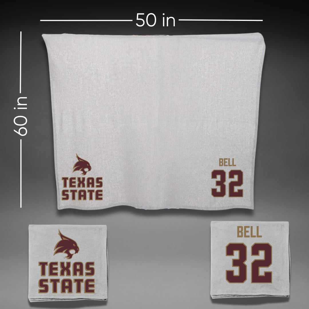 Texas State University Football Gray Blanket - #32 Javarius Bell